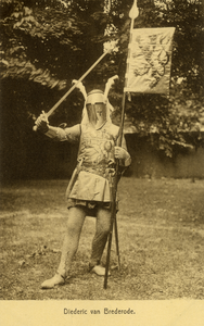 221941 Portret van Diederic van Brederode, voorgesteld door A.M. Bos P.A.zn., deelnemer in de maskeradeoptocht tijdens ...